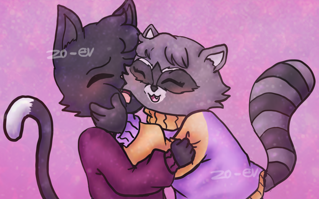 Gato y mapache