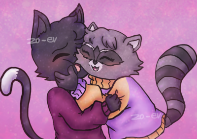 Gato y mapache